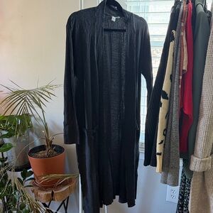 Long Open-Front Gray Women's Cardigan Lightweight Sweater